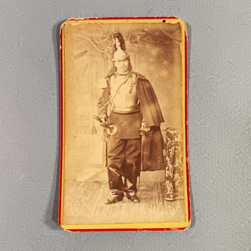PHOTO CDV D'UN CAVALIER TROMPETTE DES REGIMENT DE CUIRASSIERS VERS 1900 TROISIEME REPUBLIQUE ET GUERRE 1914 1918